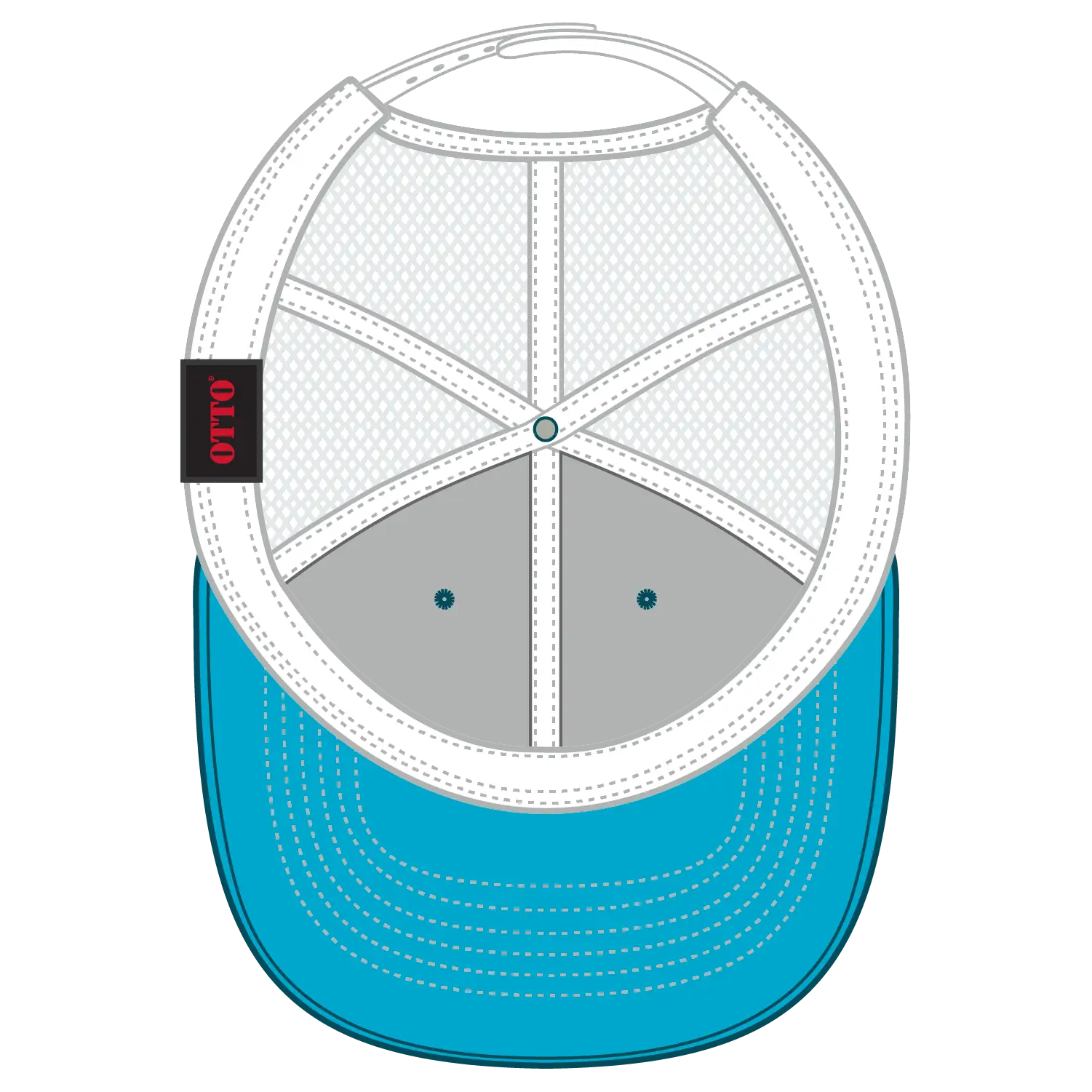 OTTO 112-1 6 Panel Mid Profile Mesh Back Trucker Cap - Aqua/Aqua/Wht - Aqua/Aqua/Wht / 7 3/8’’ - 7 5/8’’