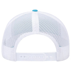 OTTO 112-1 6 Panel Mid Profile Mesh Back Trucker Cap - Aqua/Aqua/Wht - Aqua/Aqua/Wht / 7 3/8’’ - 7 5/8’’