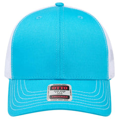 OTTO 112-1 6 Panel Mid Profile Mesh Back Trucker Cap - Aqua/Aqua/Wht - Aqua/Aqua/Wht / 7 3/8’’ - 7 5/8’’