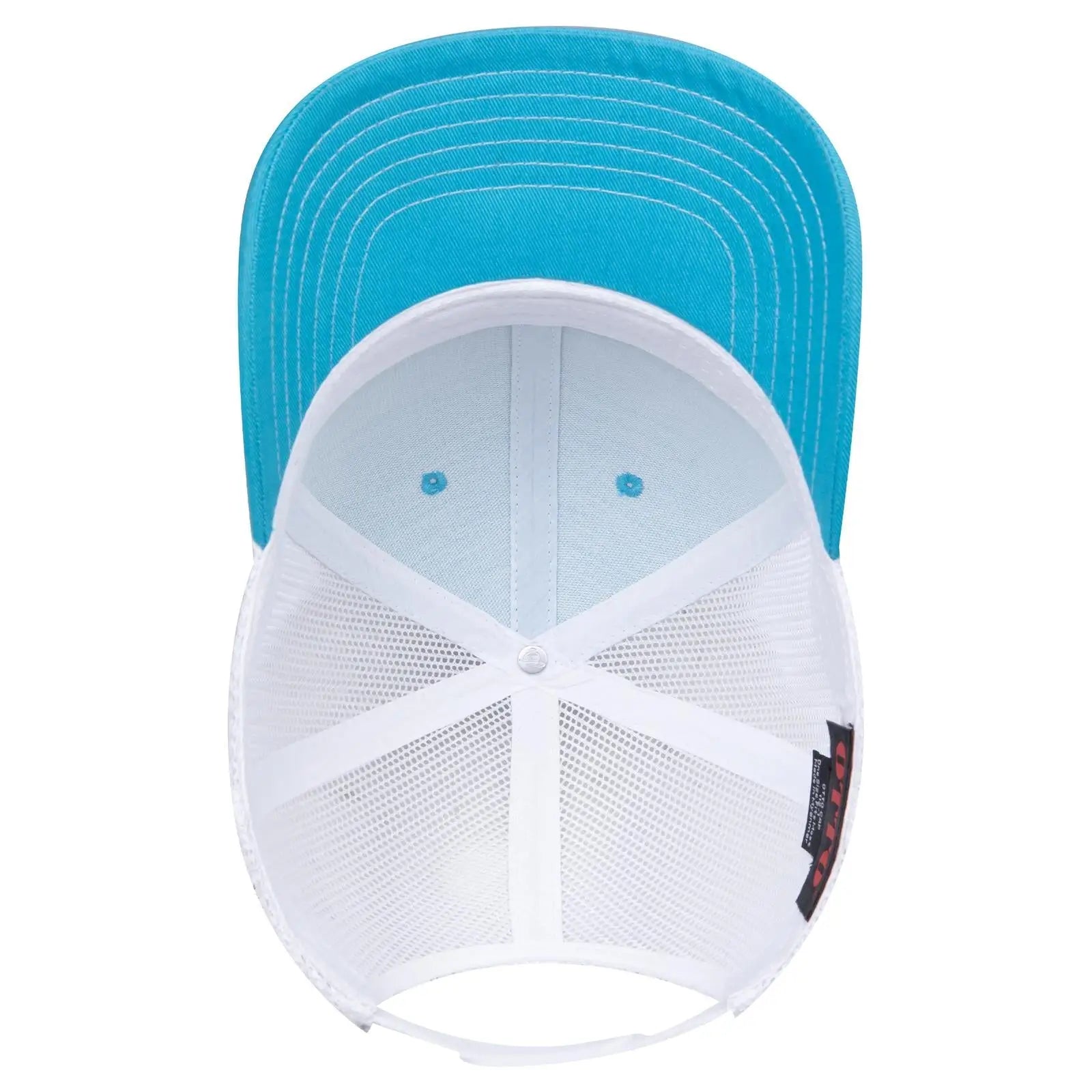 OTTO 112-1 6 Panel Mid Profile Mesh Back Trucker Cap - Aqua/Aqua/Wht - Aqua/Aqua/Wht / 7 3/8’’ - 7 5/8’’
