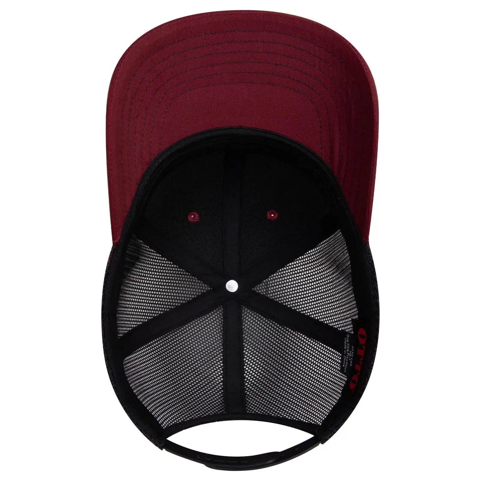 OTTO 112-1 6 Panel Mid Profile Mesh Back Trucker Cap - Bg.Mrn/Bg.Mrn/Blk - Bg.Mrn/Bg.Mrn/Blk / 7 3/8’’ - 7 5/8’’