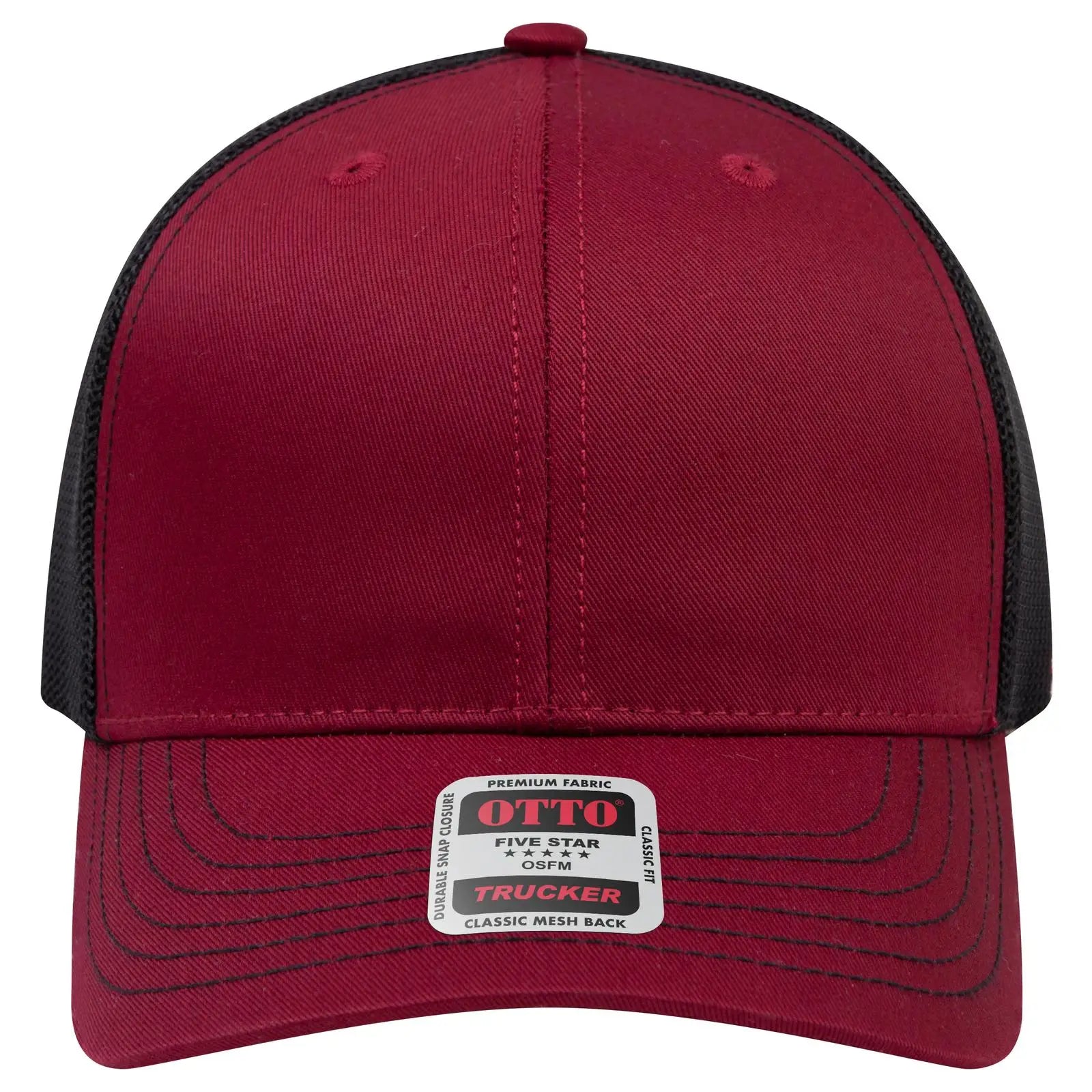 OTTO 112-1 6 Panel Mid Profile Mesh Back Trucker Cap - Bg.Mrn/Bg.Mrn/Blk - Bg.Mrn/Bg.Mrn/Blk / 7 3/8’’ - 7 5/8’’