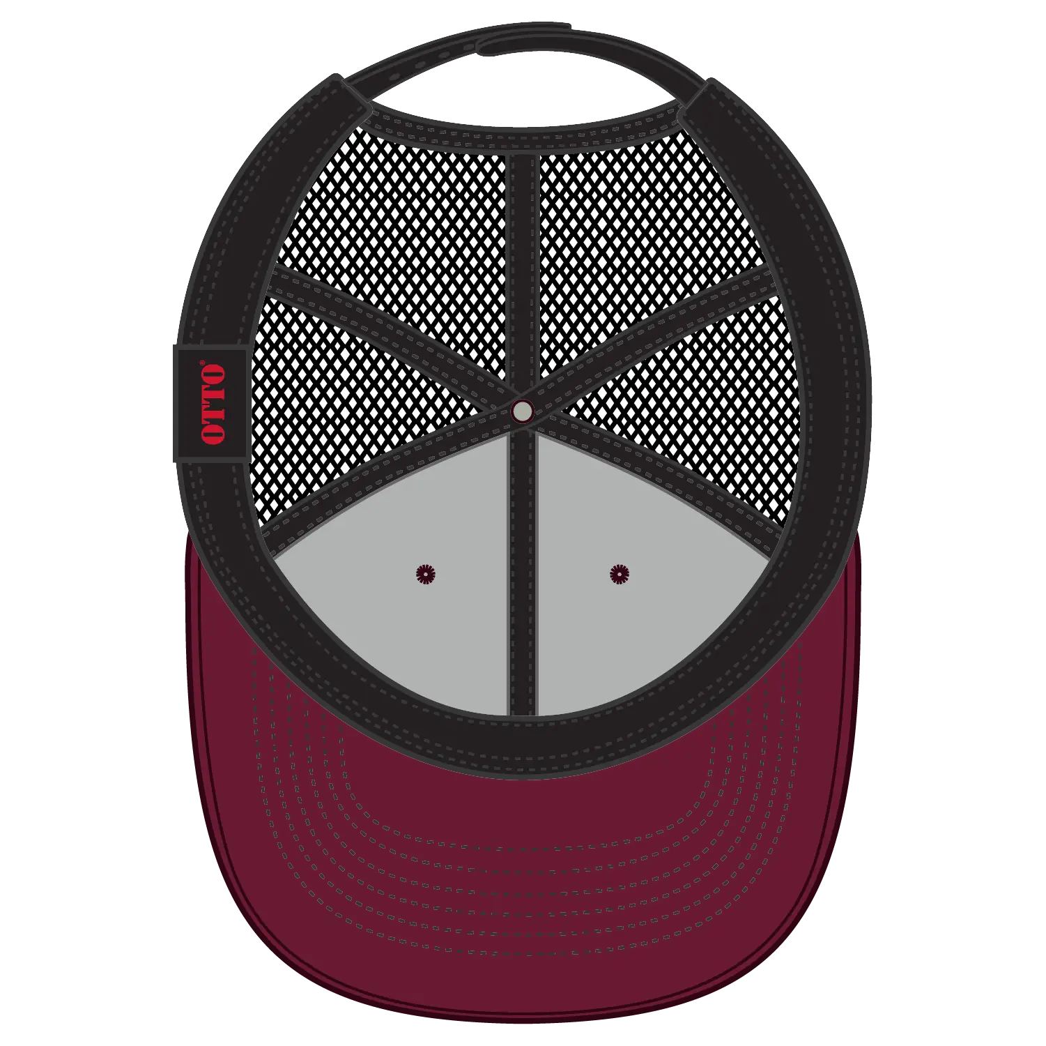 OTTO 112-1 6 Panel Mid Profile Mesh Back Trucker Cap - Bg.Mrn/Bg.Mrn/Blk - Bg.Mrn/Bg.Mrn/Blk / 7 3/8’’ - 7 5/8’’