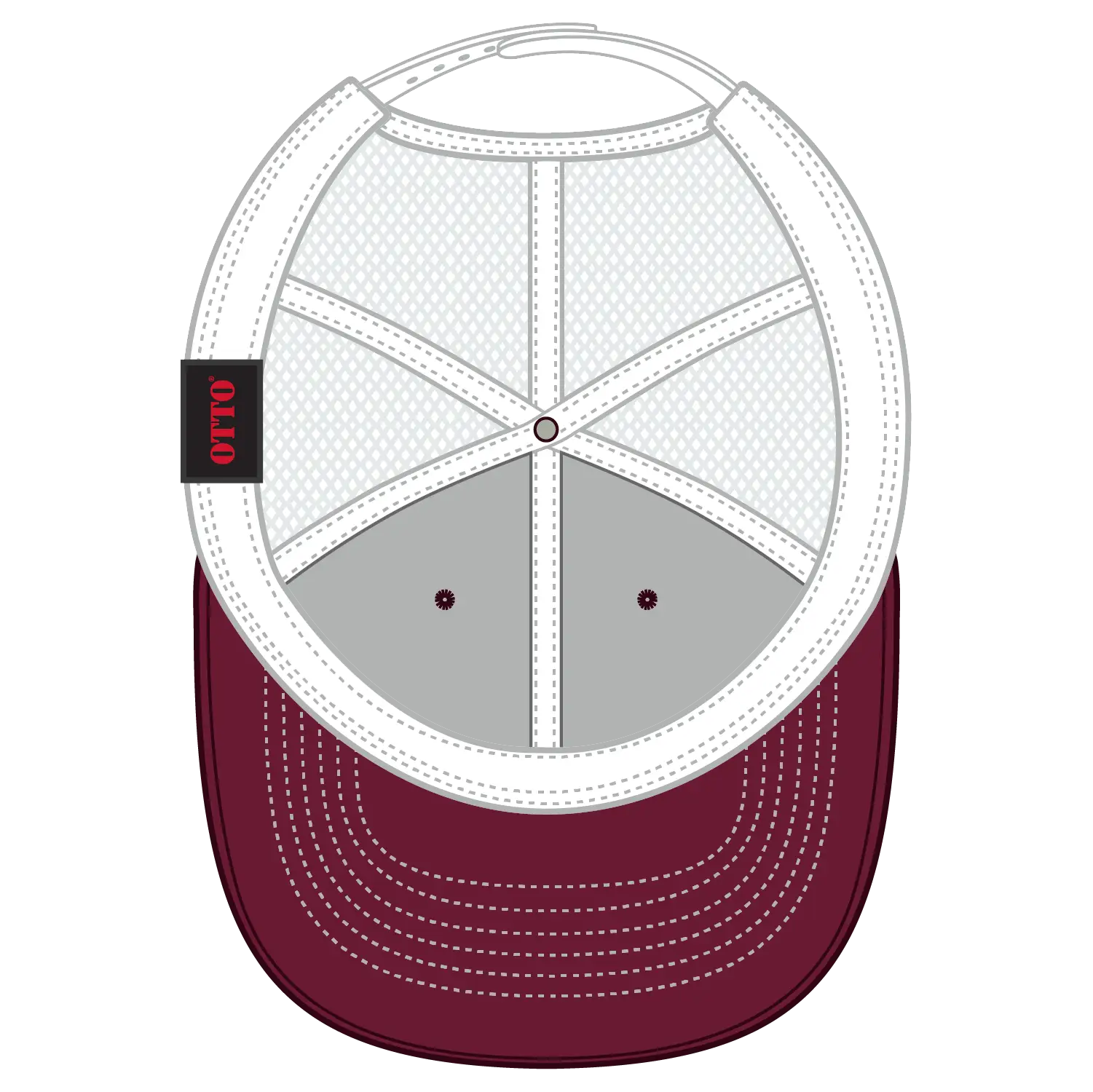 OTTO 112-1 6 Panel Mid Profile Mesh Back Trucker Cap - Bg.Mrn/Bg.Mrn/Wht - Bg.Mrn/Bg.Mrn/Wht / 7 3/8’’ - 7 5/8’’