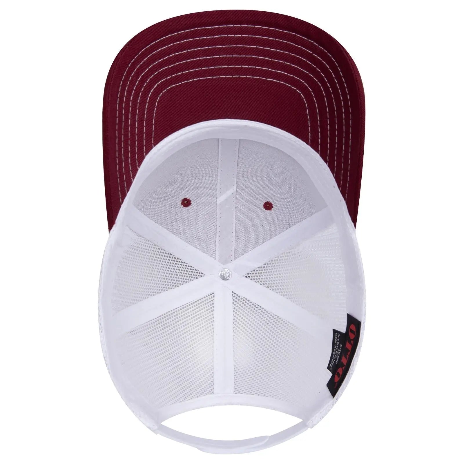 OTTO 112-1 6 Panel Mid Profile Mesh Back Trucker Cap - Bg.Mrn/Bg.Mrn/Wht - Bg.Mrn/Bg.Mrn/Wht / 7 3/8’’ - 7 5/8’’
