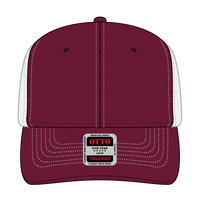 OTTO 112-1 6 Panel Mid Profile Mesh Back Trucker Cap - Bg.Mrn/Bg.Mrn/Wht - Bg.Mrn/Bg.Mrn/Wht / 7 3/8’’ - 7 5/8’’