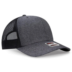 OTTO 112-1 6 Panel Mid Profile Mesh Back Trucker Cap - Black - Black / 7 3/8’’ - 7 5/8’’