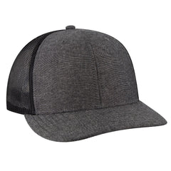 OTTO 112-1 6 Panel Mid Profile Mesh Back Trucker Cap - Black - Black / 7 3/8’’ - 7 5/8’’