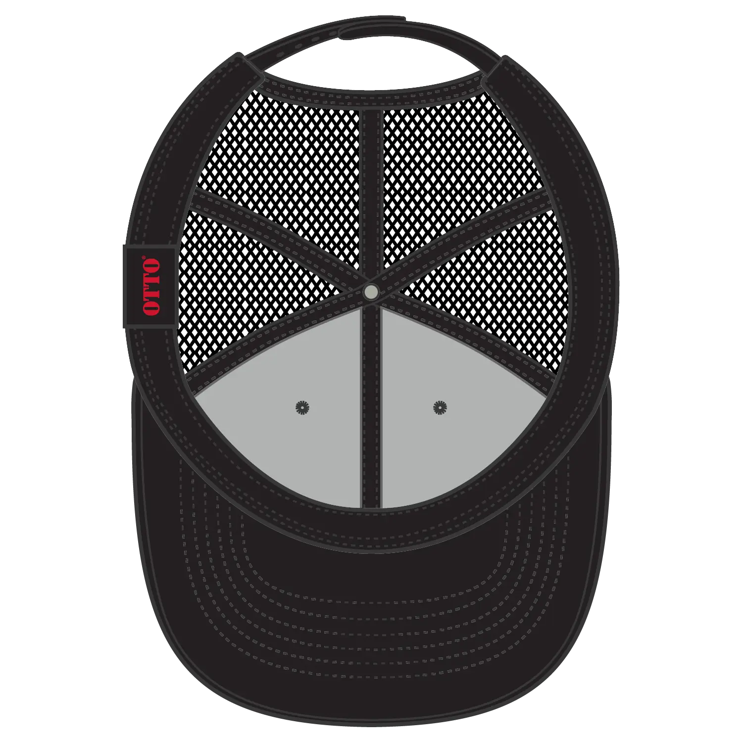 OTTO 112-1 6 Panel Mid Profile Mesh Back Trucker Cap - Black