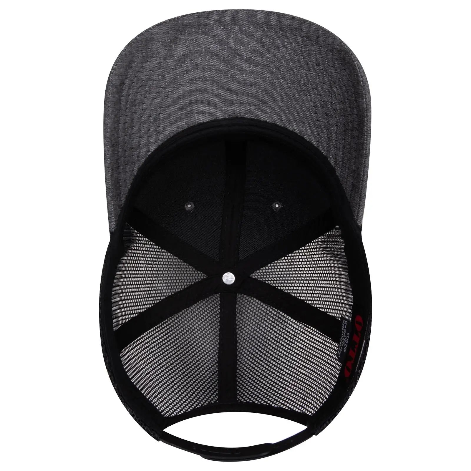 OTTO 112-1 6 Panel Mid Profile Mesh Back Trucker Cap - Black - Black / 7 3/8’’ - 7 5/8’’