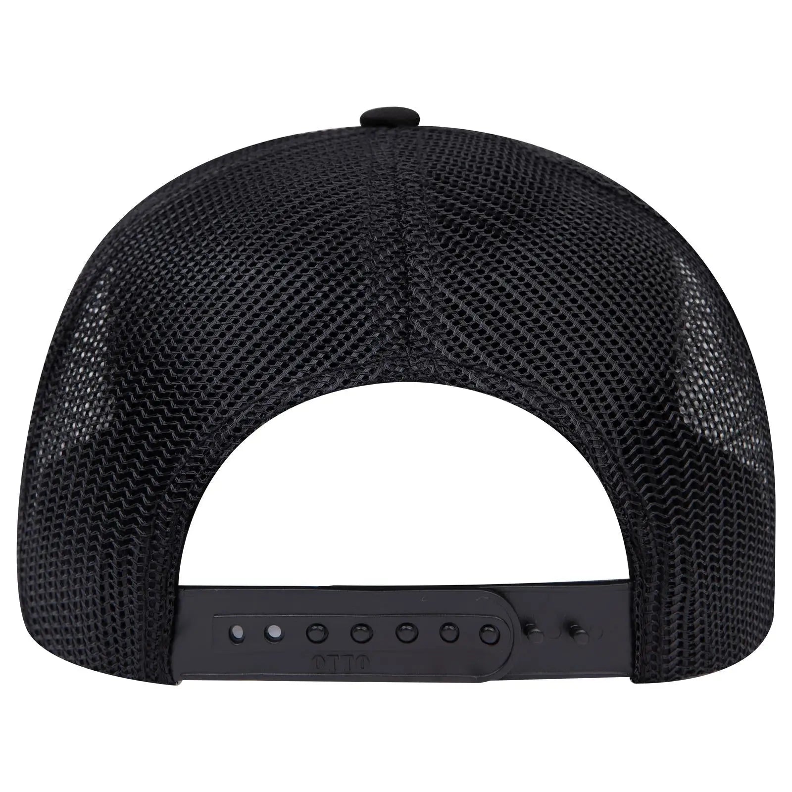 OTTO 112-1 6 Panel Mid Profile Mesh Back Trucker Cap - Black - Black / 7 3/8’’ - 7 5/8’’