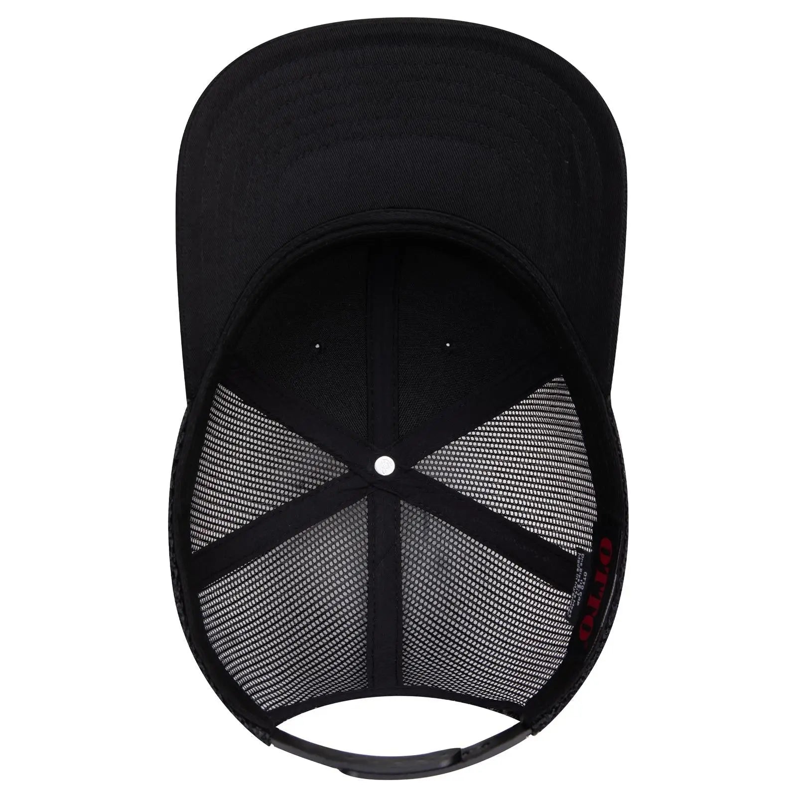 OTTO 112-1 6 Panel Mid Profile Mesh Back Trucker Cap - Black