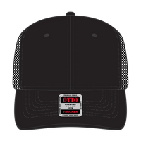 OTTO 112-1 6 Panel Mid Profile Mesh Back Trucker Cap - Black - Black / 7 3/8’’ - 7 5/8’’