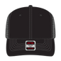OTTO 112-1 6 Panel Mid Profile Mesh Back Trucker Cap - Black - Black / 7 3/8’’ - 7 5/8’’