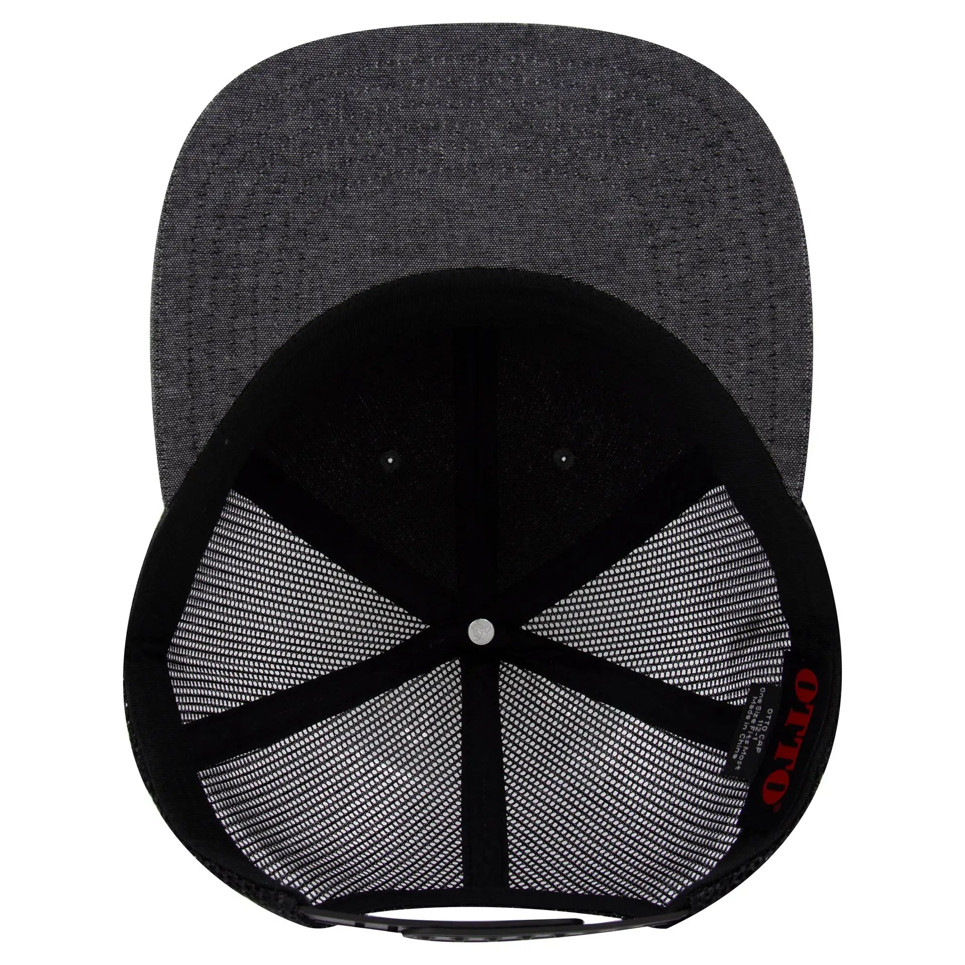OTTO 112-1 6 Panel Mid Profile Mesh Back Trucker Cap - Black - Black / 7 3/8’’ - 7 5/8’’