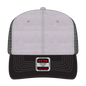 OTTO 112-1 6 Panel Mid Profile Mesh Back Trucker Cap - Black/Heather Gray/Black - Black/Heather Gray/Black / 7 3/8’’