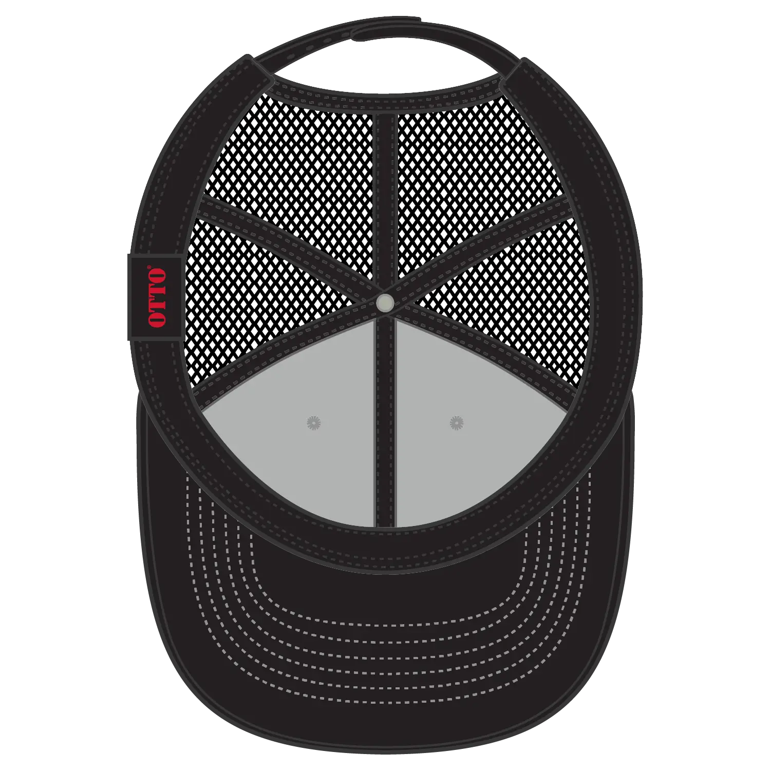 OTTO 112-1 6 Panel Mid Profile Mesh Back Trucker Cap - Black/Heather Gray/Black - Black/Heather Gray/Black / 7 3/8’’