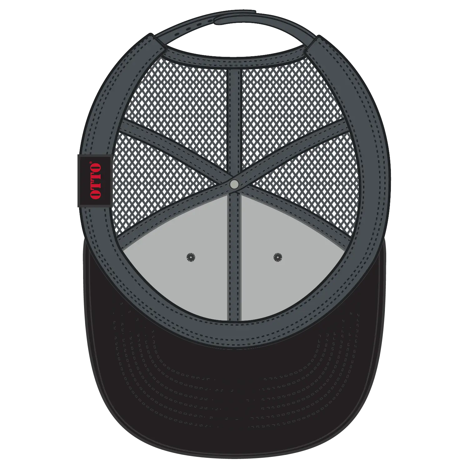 OTTO 112-1 6 Panel Mid Profile Mesh Back Trucker Cap - Blk/Blk/Ch.Gry