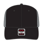 OTTO 112-1 6 Panel Mid Profile Mesh Back Trucker Cap - Blk/Blk/Ch.Gry - Blk/Blk/Ch.Gry / 7 3/8’’ - 7 5/8’’