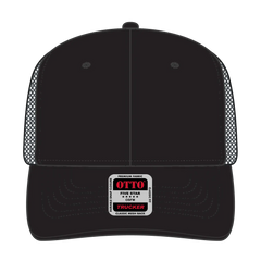 OTTO 112-1 6 Panel Mid Profile Mesh Back Trucker Cap - Blk/Blk/Ch.Gry - Blk/Blk/Ch.Gry / 7 3/8’’ - 7 5/8’’
