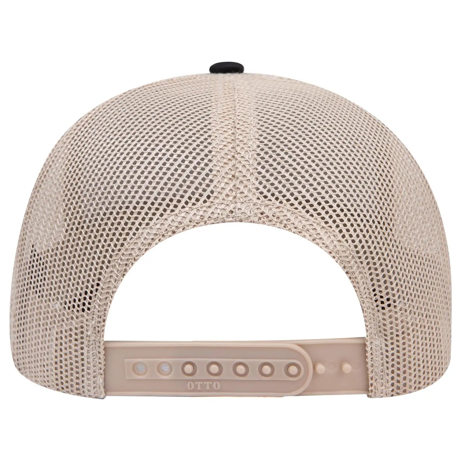 OTTO 112-1 6 Panel Mid Profile Mesh Back Trucker Cap - Blk/Blk/Kha