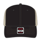 OTTO 112-1 6 Panel Mid Profile Mesh Back Trucker Cap - Blk/Blk/Kha - Blk/Blk/Kha / 7 3/8’’ - 7 5/8’’