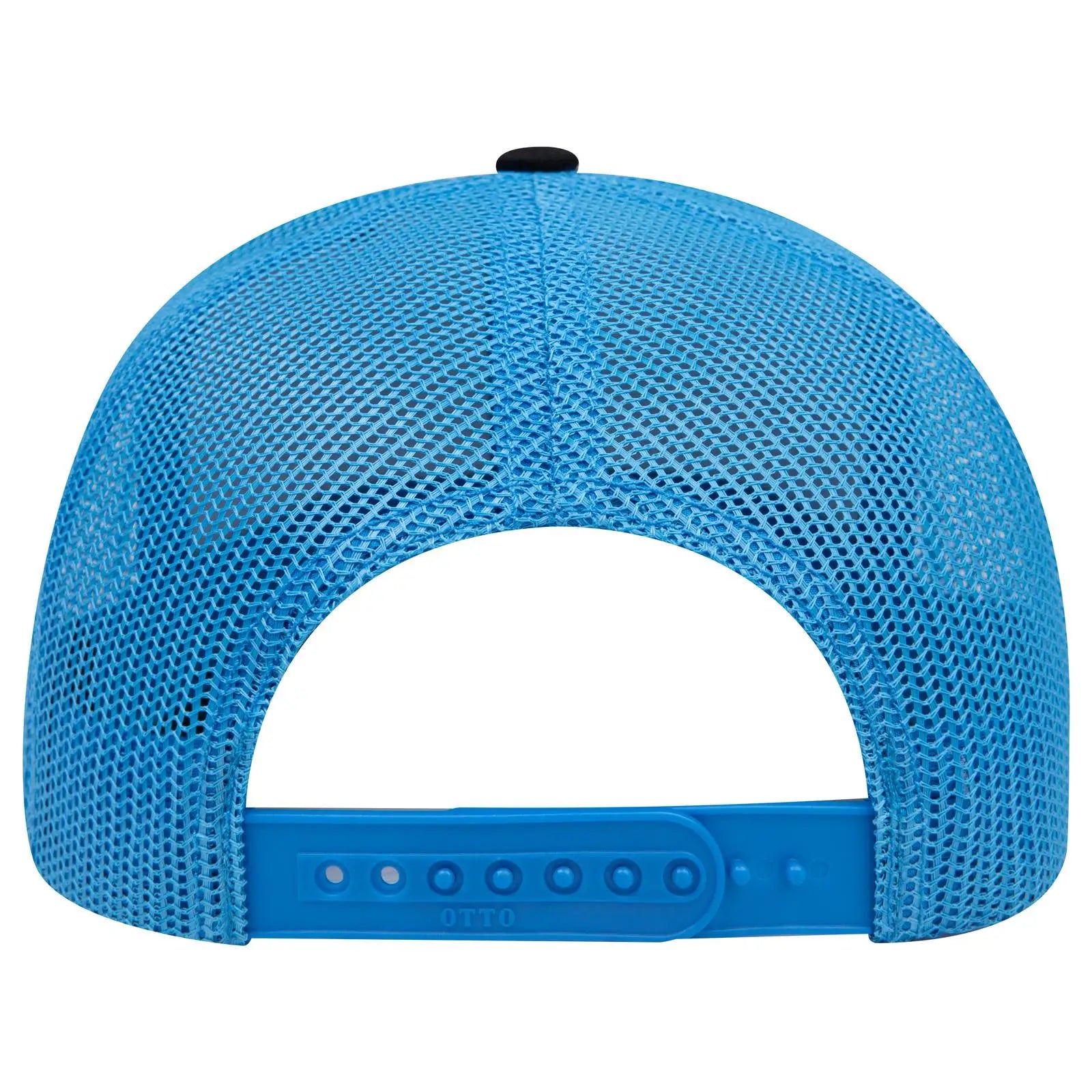 OTTO 112-1 6 Panel Mid Profile Mesh Back Trucker Cap - Blk/Blk/N.Blue - Blk/Blk/N.Blue / 7 3/8’’ - 7 5/8’’