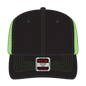 OTTO 112-1 6 Panel Mid Profile Mesh Back Trucker Cap - Blk/Blk/N.Grn - Blk/Blk/N.Grn / 7 3/8’’ - 7 5/8’’