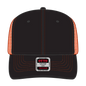 OTTO 112-1 6 Panel Mid Profile Mesh Back Trucker Cap - Blk/Blk/N Org - Blk/Blk/N Org / 7 3/8’’ - 7 5/8’’