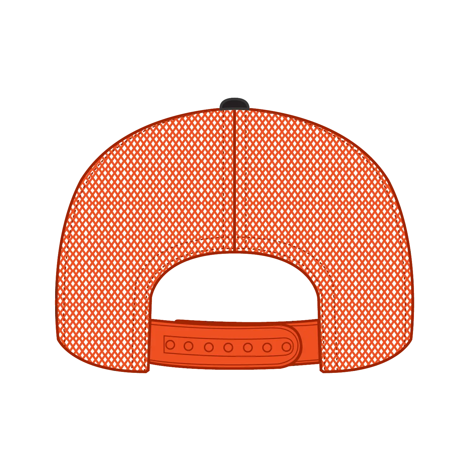 OTTO 112-1 6 Panel Mid Profile Mesh Back Trucker Cap - Blk/Blk/N Org - Blk/Blk/N Org / 7 3/8’’ - 7 5/8’’