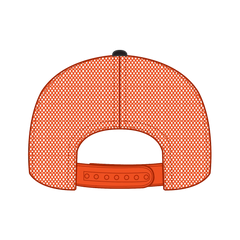 OTTO 112-1 6 Panel Mid Profile Mesh Back Trucker Cap - Blk/Blk/N Org - Blk/Blk/N Org / 7 3/8’’ - 7 5/8’’