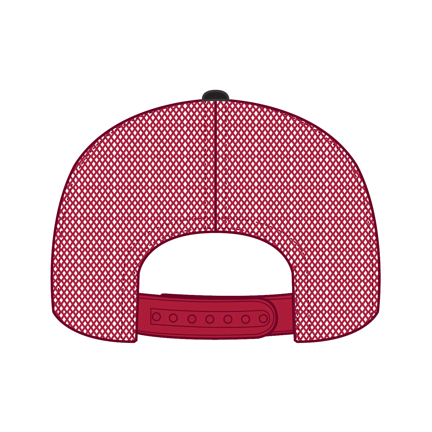 OTTO 112-1 6 Panel Mid Profile Mesh Back Trucker Cap - Blk/Blk/Red - Blk/Blk/Red / 7 3/8’’ - 7 5/8’’