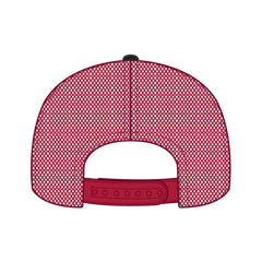 OTTO 112-1 6 Panel Mid Profile Mesh Back Trucker Cap - Blk/Blk/Red - Blk/Blk/Red / 7 3/8’’ - 7 5/8’’