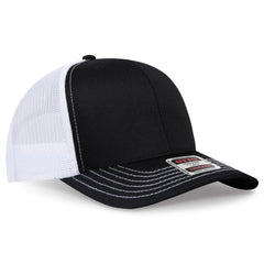 OTTO 112-1 6 Panel Mid Profile Mesh Back Trucker Cap - Blk/Blk/Wht