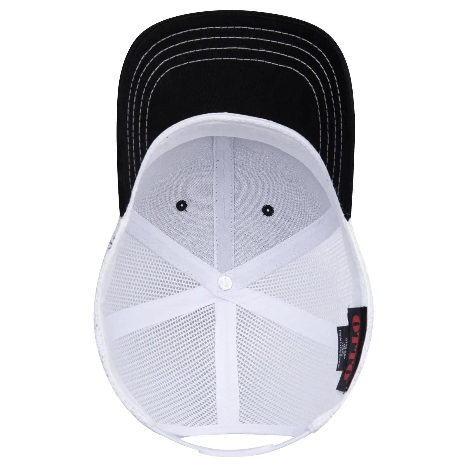 OTTO 112-1 6 Panel Mid Profile Mesh Back Trucker Cap - Blk/Blk/Wht