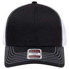 OTTO 112-1 6 Panel Mid Profile Mesh Back Trucker Cap - Blk/Blk/Wht