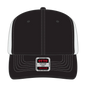 OTTO 112-1 6 Panel Mid Profile Mesh Back Trucker Cap - Blk/Blk/Wht - Blk/Blk/Wht / 7 3/8’’ - 7 5/8’’