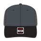 OTTO 112-1 6 Panel Mid Profile Mesh Back Trucker Cap - Blk/Ch.Gry/Blk - Blk/Ch.Gry/Blk / 7 3/8’’ - 7 5/8’’
