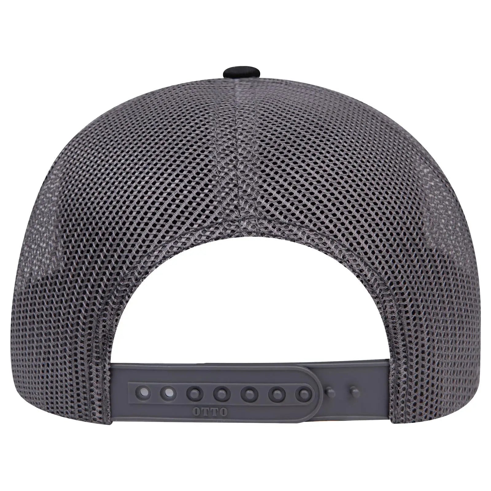 OTTO 112-1 6 Panel Mid Profile Mesh Back Trucker Cap - Blk/Ch.Gry/Ch.Gry - Blk/Ch.Gry/Ch.Gry / 7 3/8’’ - 7 5/8’’