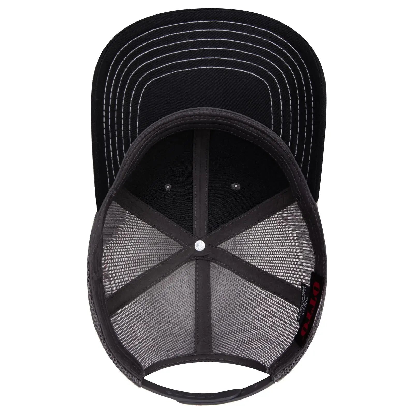 OTTO 112-1 6 Panel Mid Profile Mesh Back Trucker Cap - Blk/Ch.Gry/Ch.Gry - Blk/Ch.Gry/Ch.Gry / 7 3/8’’ - 7 5/8’’