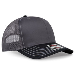 OTTO 112-1 6 Panel Mid Profile Mesh Back Trucker Cap - Blk/Ch.Gry/Ch.Gry - Blk/Ch.Gry/Ch.Gry / 7 3/8’’ - 7 5/8’’