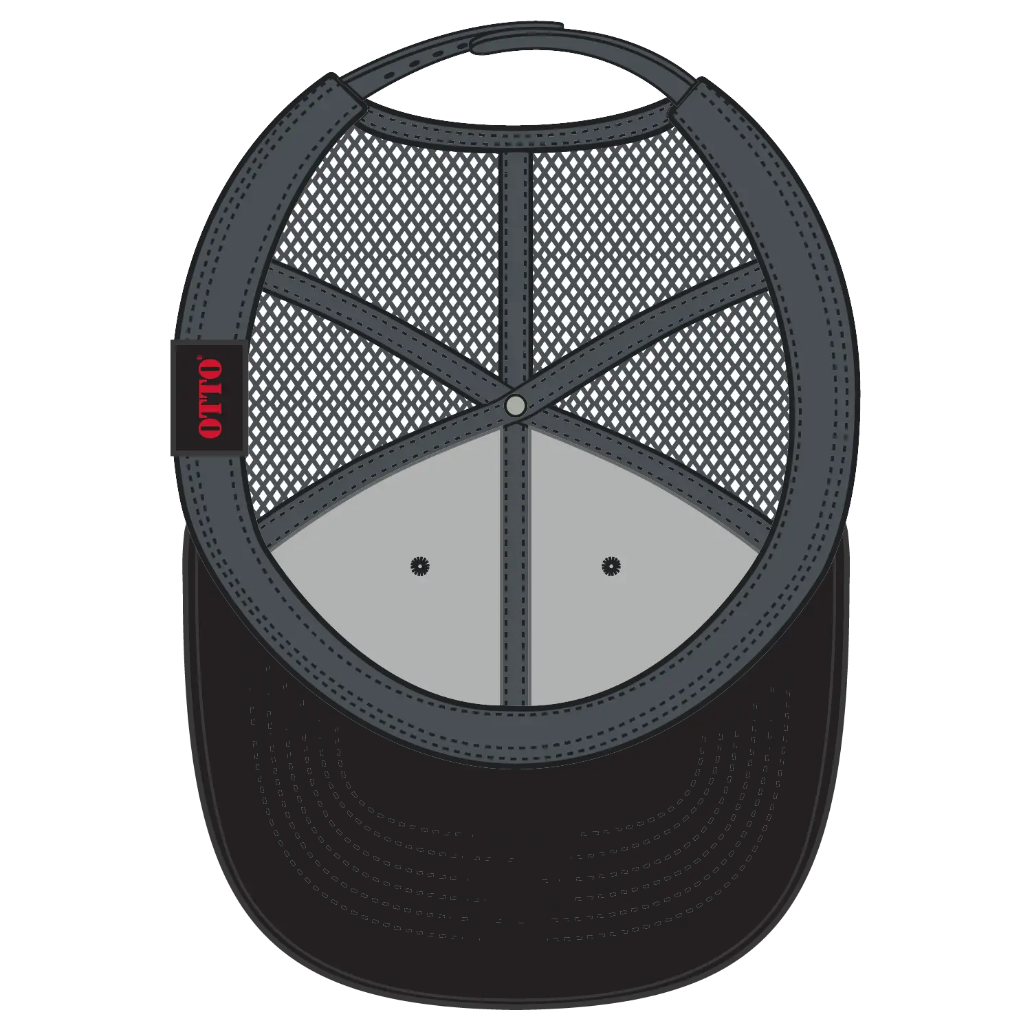 OTTO 112-1 6 Panel Mid Profile Mesh Back Trucker Cap - Blk/Ch.Gry/Ch.Gry - Blk/Ch.Gry/Ch.Gry / 7 3/8’’ - 7 5/8’’