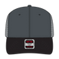 OTTO 112-1 6 Panel Mid Profile Mesh Back Trucker Cap - Blk/Ch.Gry/Ch.Gry - Blk/Ch.Gry/Ch.Gry / 7 3/8’’ - 7 5/8’’