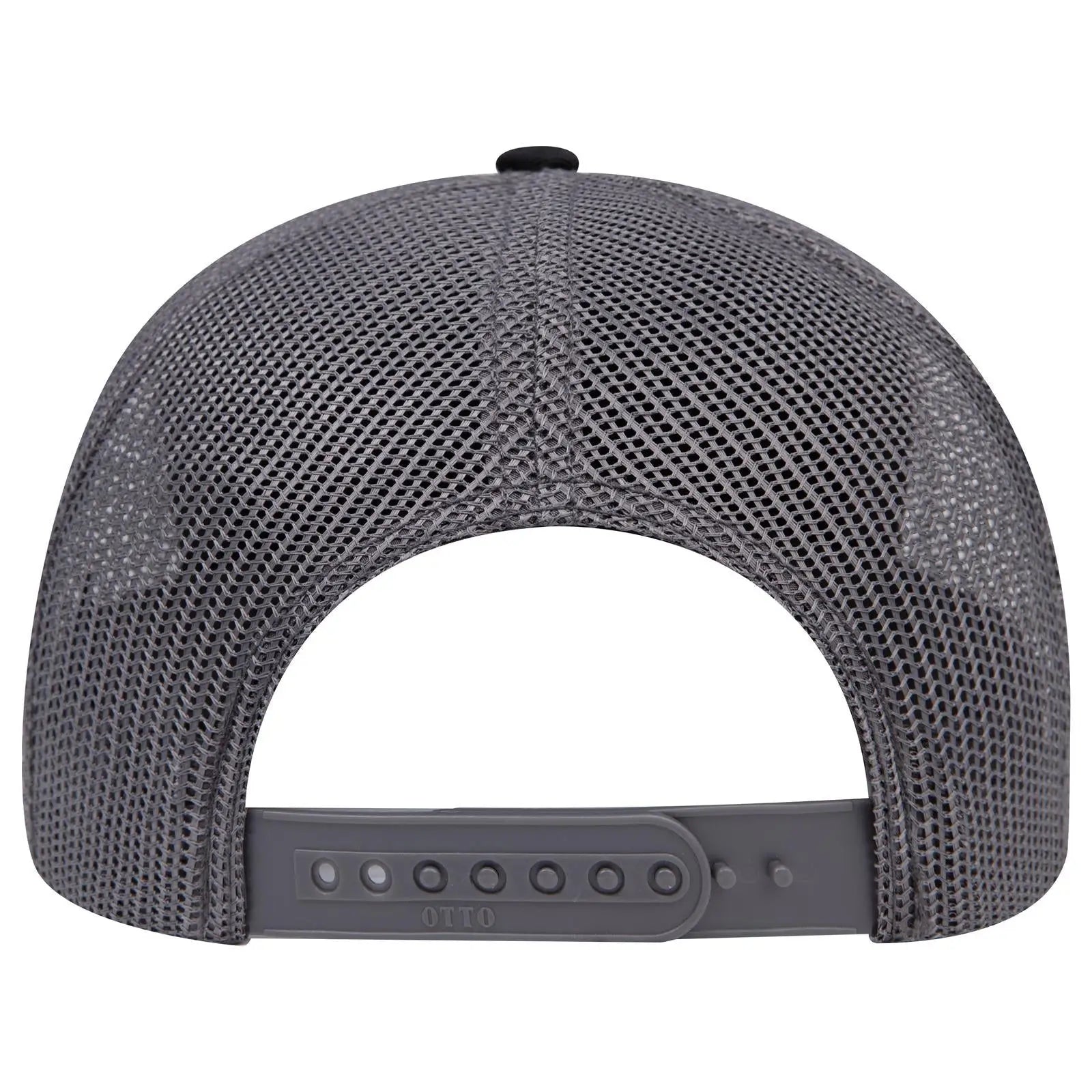 OTTO 112-1 6 Panel Mid Profile Mesh Back Trucker Cap - Blk/Gry/Ch.Gry - Blk/Gry/Ch.Gry / 7 3/8’’ - 7 5/8’’