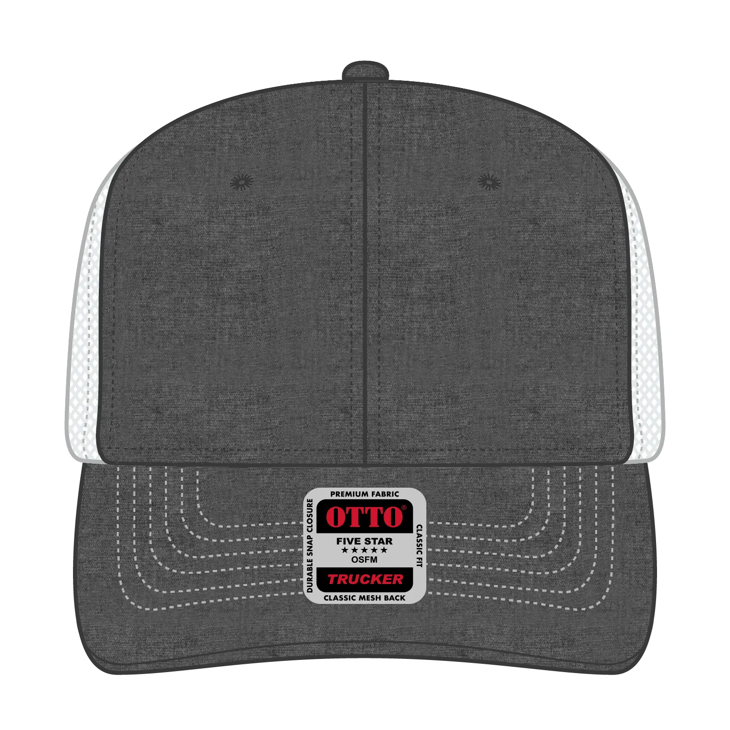 OTTO 112-1 6 Panel Mid Profile Mesh Back Trucker Cap - Blk/Wht - Blk/Wht / 7 3/8’’ - 7 5/8’’