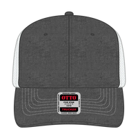 OTTO 112-1 6 Panel Mid Profile Mesh Back Trucker Cap - Blk/Wht - Blk/Wht / 7 3/8’’ - 7 5/8’’