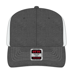 OTTO 112-1 6 Panel Mid Profile Mesh Back Trucker Cap - Blk/Wht - Blk/Wht / 7 3/8’’ - 7 5/8’’
