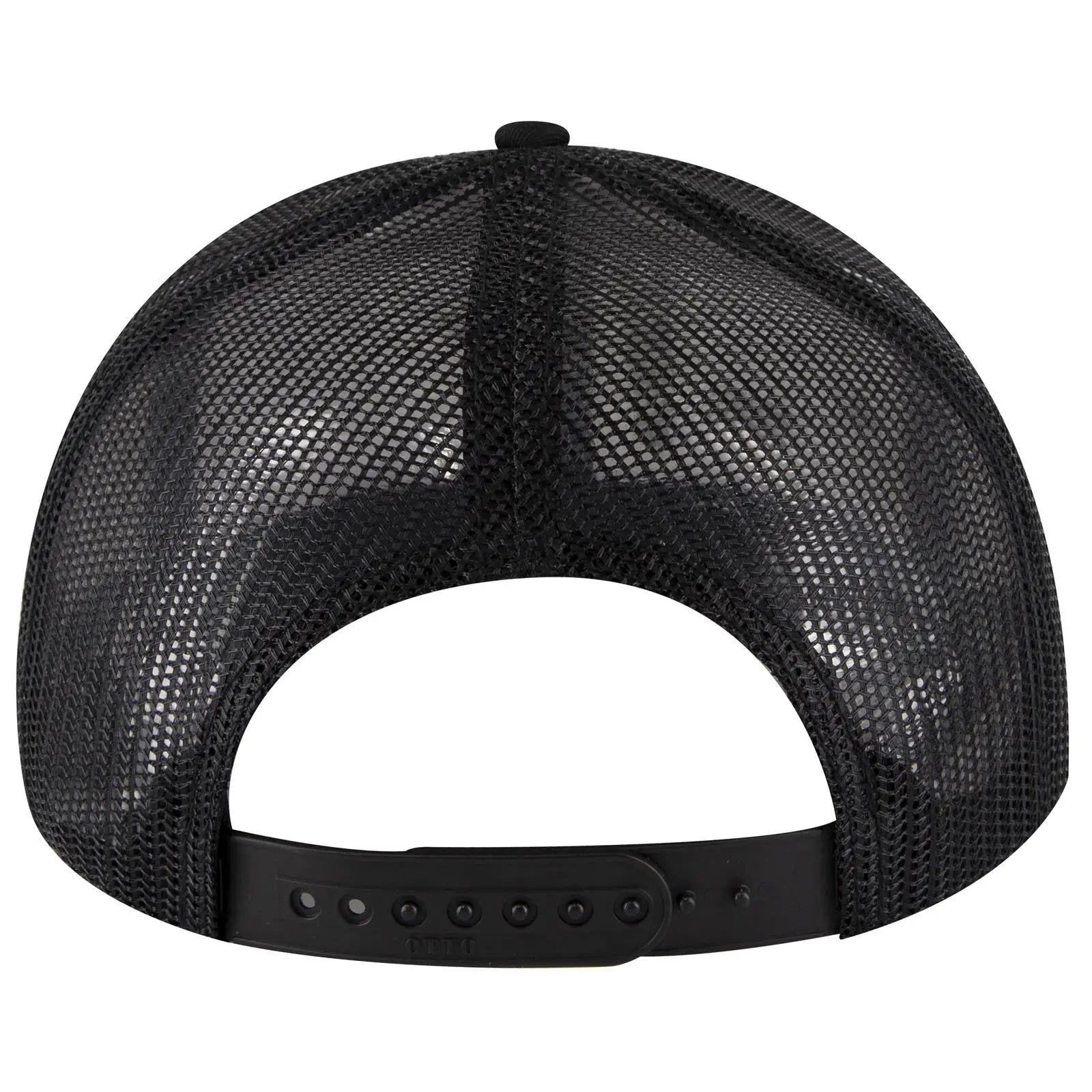 OTTO 112-1 6 Panel Mid Profile Mesh Back Trucker Cap - Blk/Wht/Blk - Blk/Wht/Blk / 7 3/8’’ - 7 5/8’’