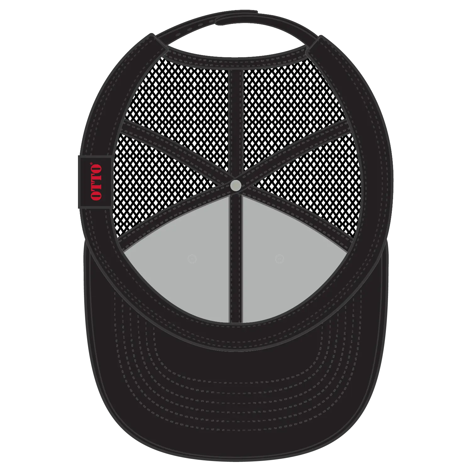 OTTO 112-1 6 Panel Mid Profile Mesh Back Trucker Cap - Blk/Wht/Blk - Blk/Wht/Blk / 7 3/8’’ - 7 5/8’’