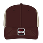 OTTO 112-1 6 Panel Mid Profile Mesh Back Trucker Cap - Brn/Brn/Kha - Brn/Brn/Kha / 7 3/8’’ - 7 5/8’’